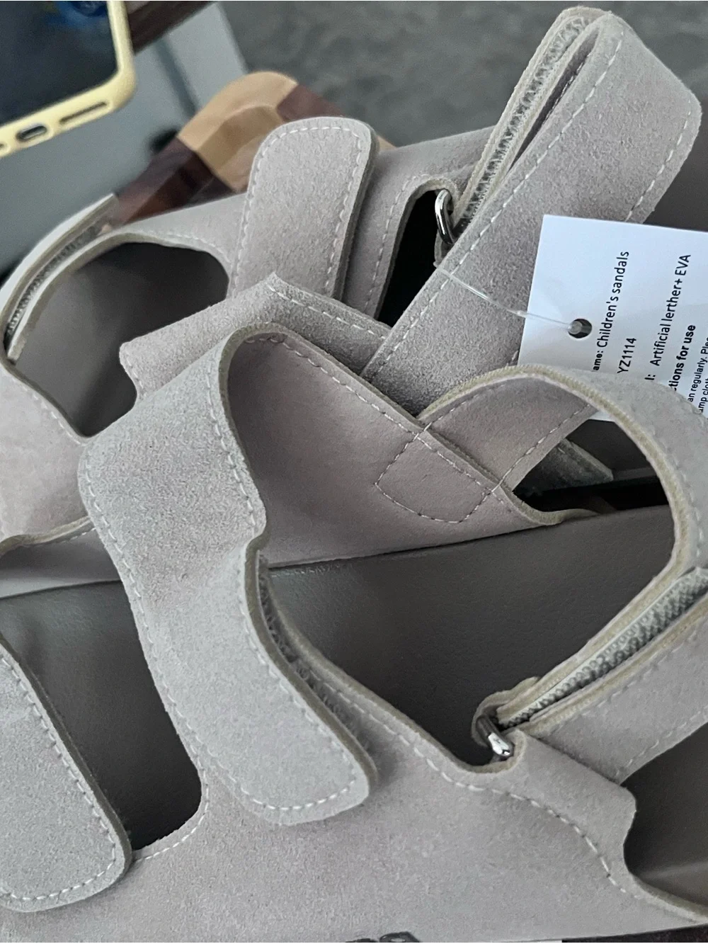 Big kids Hook-and-Loop Sandals in Taupe